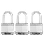 Master lock Cadenas Très Haute Sécurité [A Clé] [Acier Laminé] [Extérieur] [Pack de 3] [Anse M] M5EURTRILF