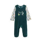 Petit Béguin Pyjama bébé en velours Canopée. Coloris disponibles : Vert