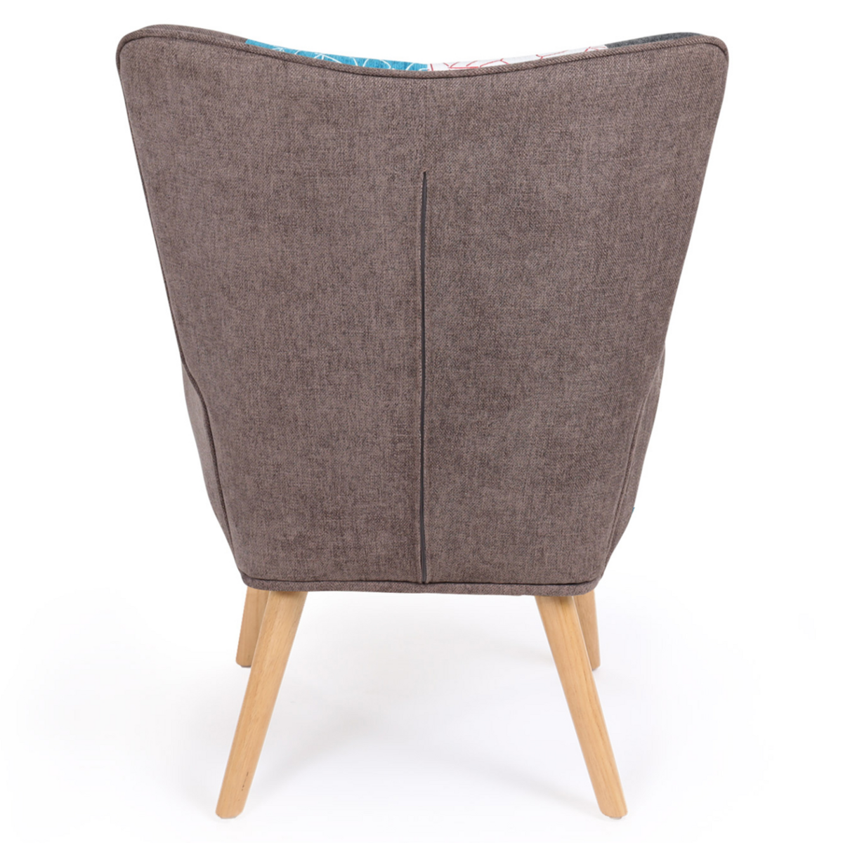 ID MARKET Fauteuil scandinave IVAR avec repose pieds en tissu patchwork multicouleurs