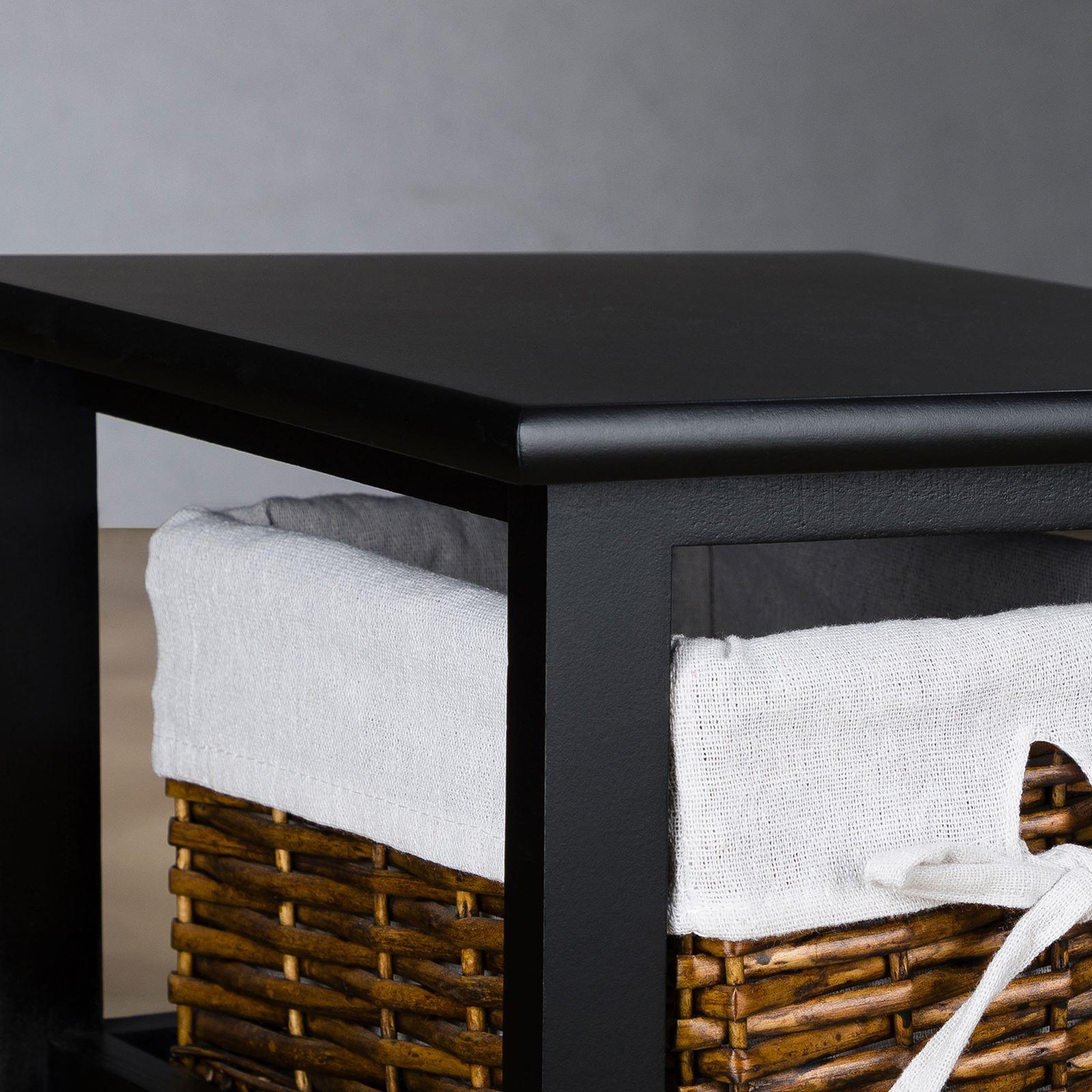 Voir la diapositive 4 : IDIMEX Table de chevet NOKOMIS avec 2 paniers en bois