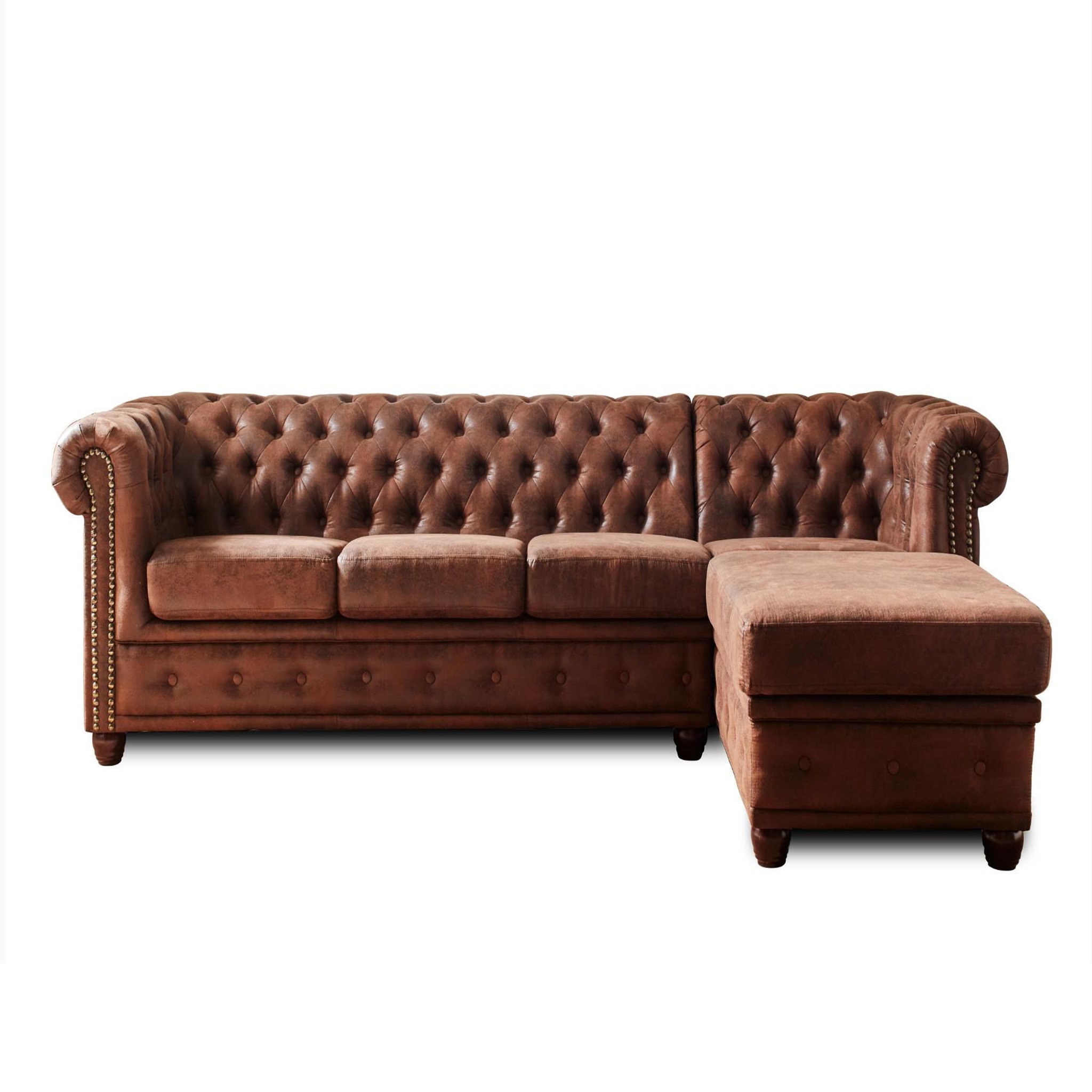 Voir la diapositive 5 : LISA DESIGN Winston - canapé d'angle chesterfield - 4 places - style industriel - droit
