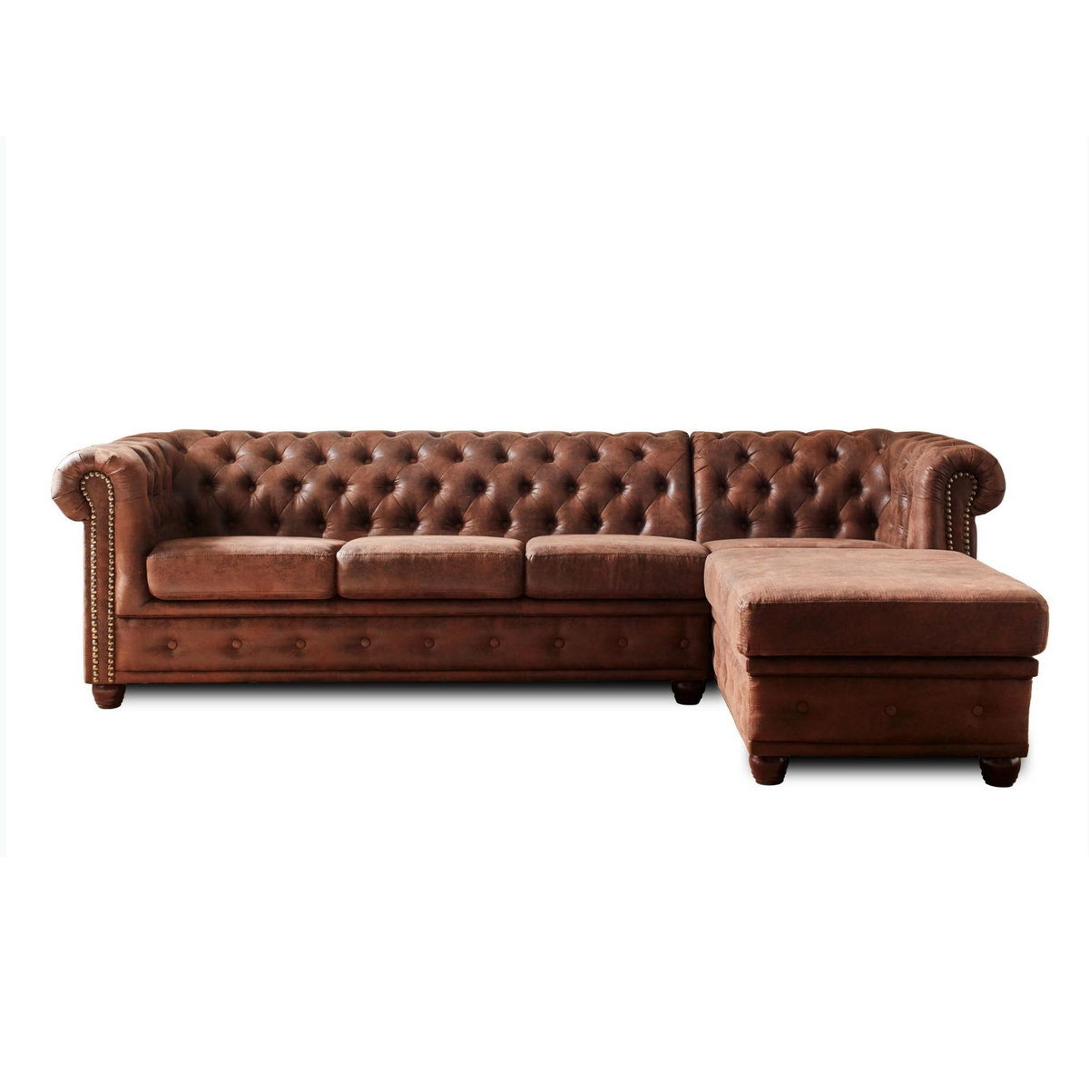 LISA DESIGN Winston - canapé d'angle chesterfield - 4 places - style industriel - droit