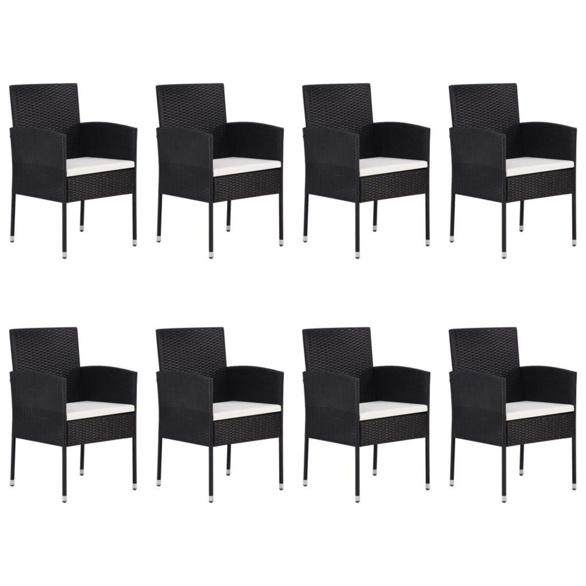 VIDAXL Ensemble a manger de jardin 9 pcs Noir