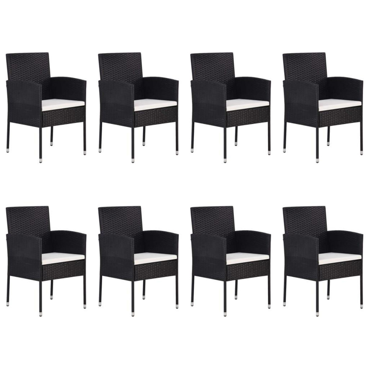 VIDAXL Ensemble a manger de jardin 9 pcs Noir