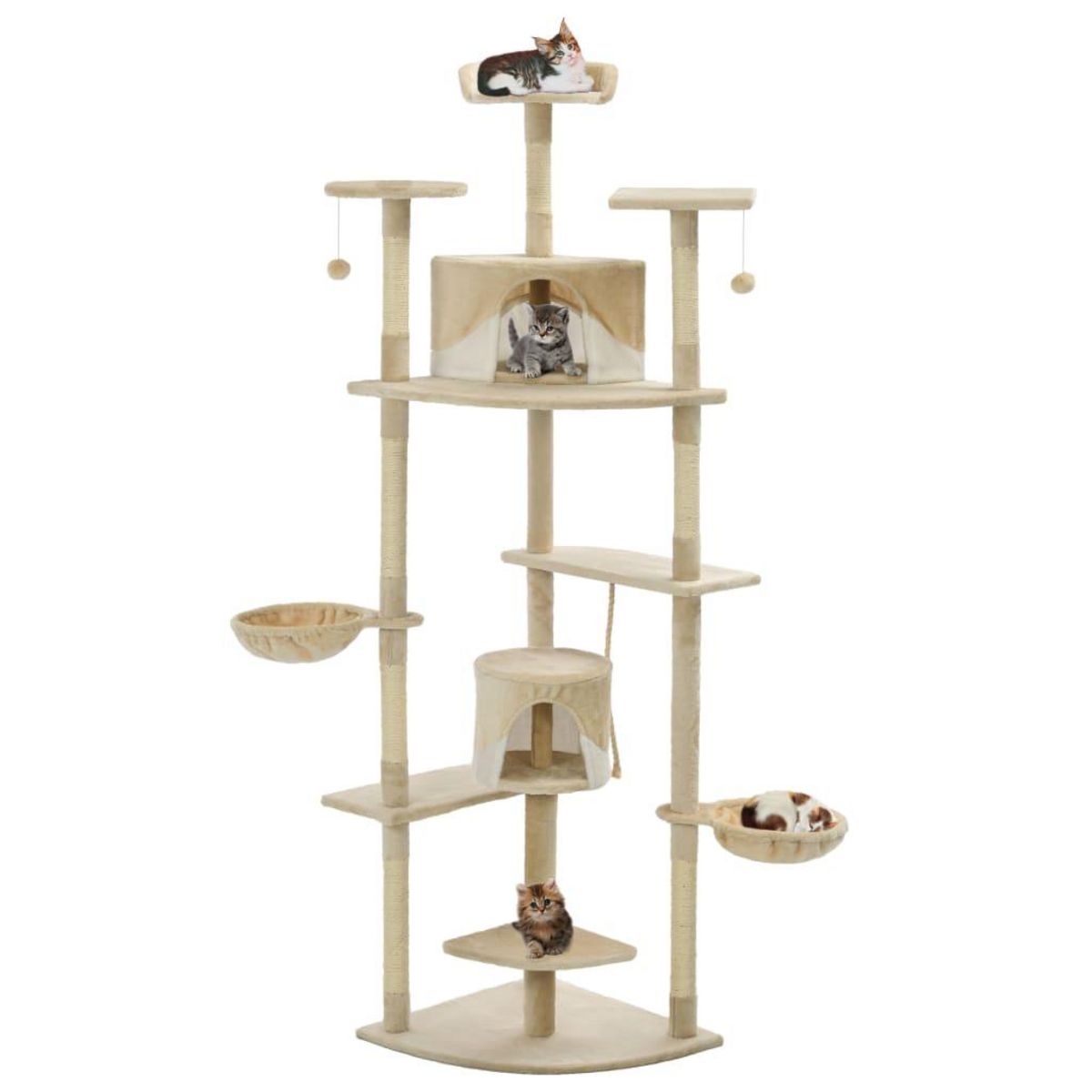 VIDAXL Arbre a chat avec griffoirs en sisal 203 cm Beige et Blanc