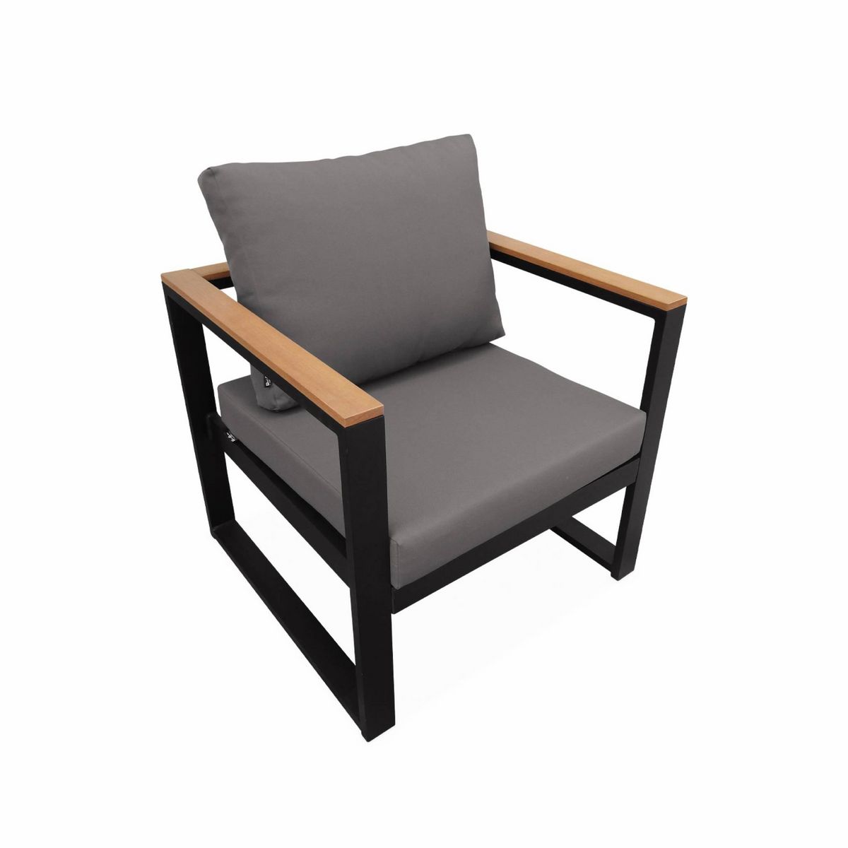 SWEEEK Salon de jardin 5 places en aluminium et eucalyptus – NAZCA