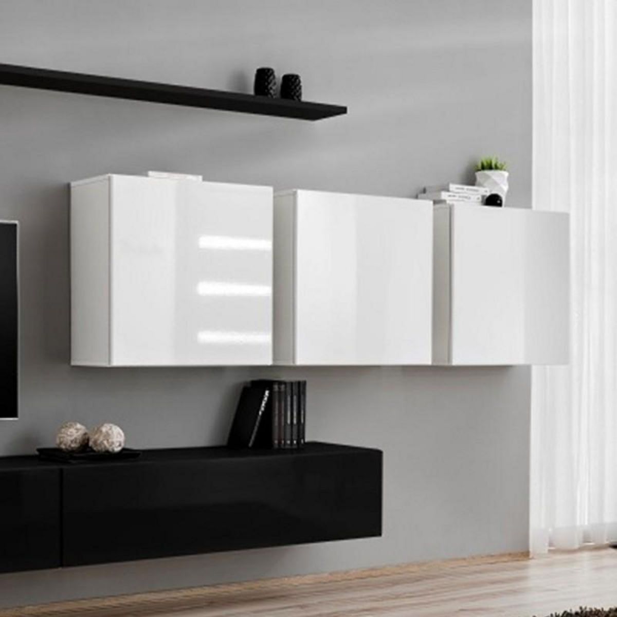 Paris Prix Meuble TV Mural Design  Switch VII  340cm Noir & Blanc