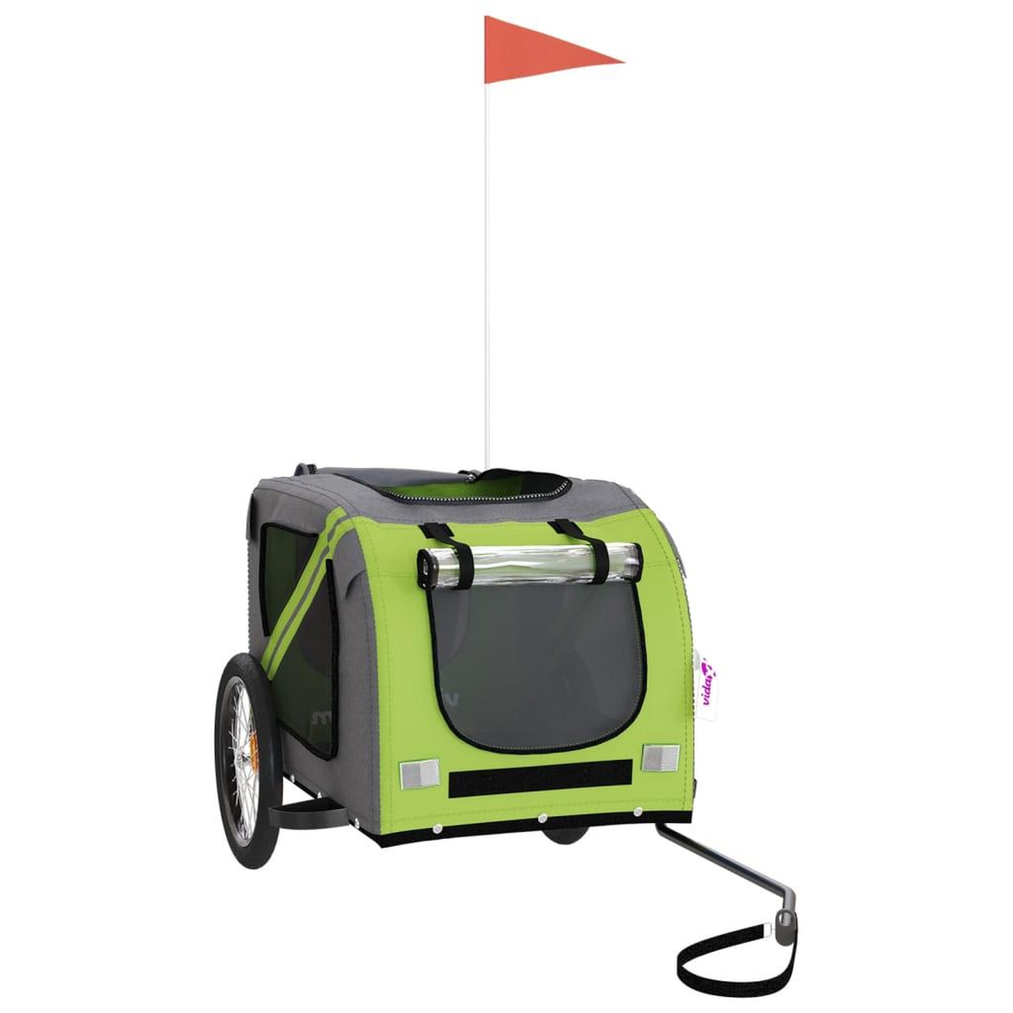 Voir la diapositive 3 : VIDAXL Remorque de velo pour animaux de compagnie vert et gris