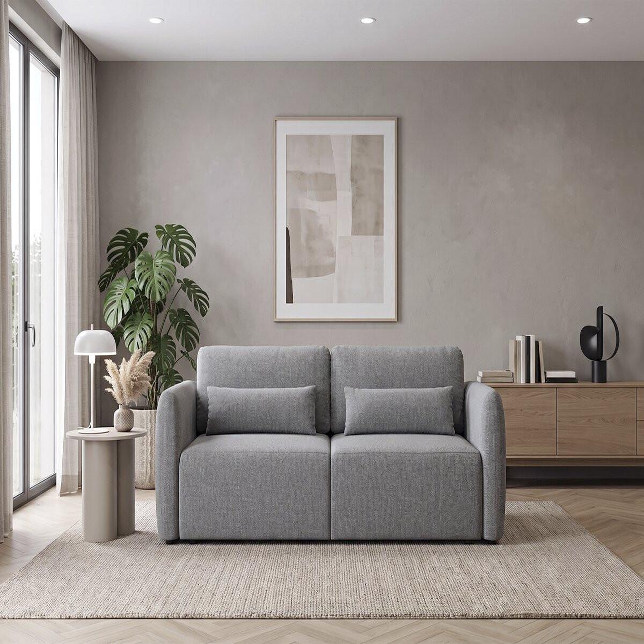 Voir la diapositive 2 : Habitat et Jardin Canapé droit convertible en tissu  Concorde  3 places - Gris