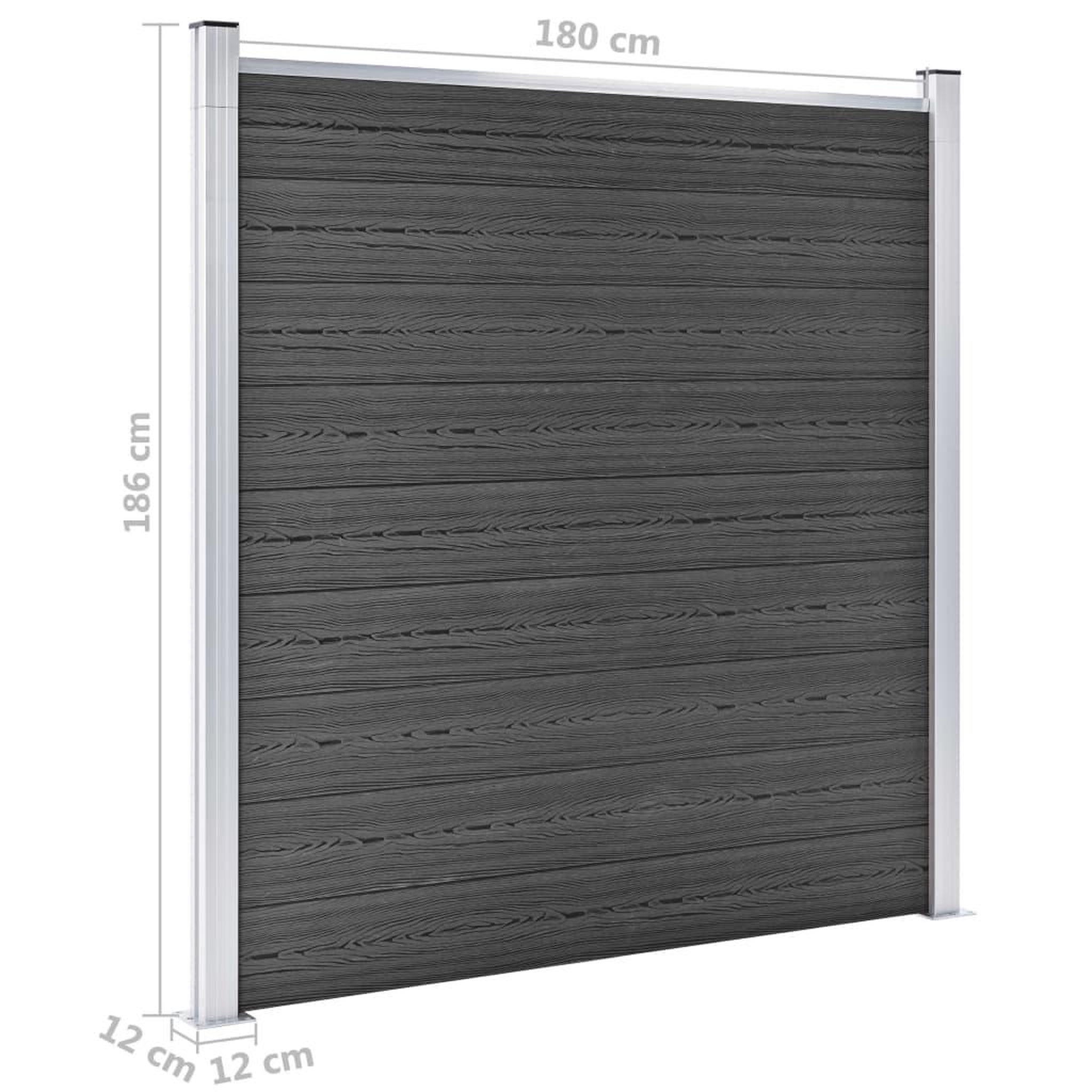Voir la diapositive 6 : VIDAXL Ensemble de panneau de cloture WPC 353x186 cm Noir