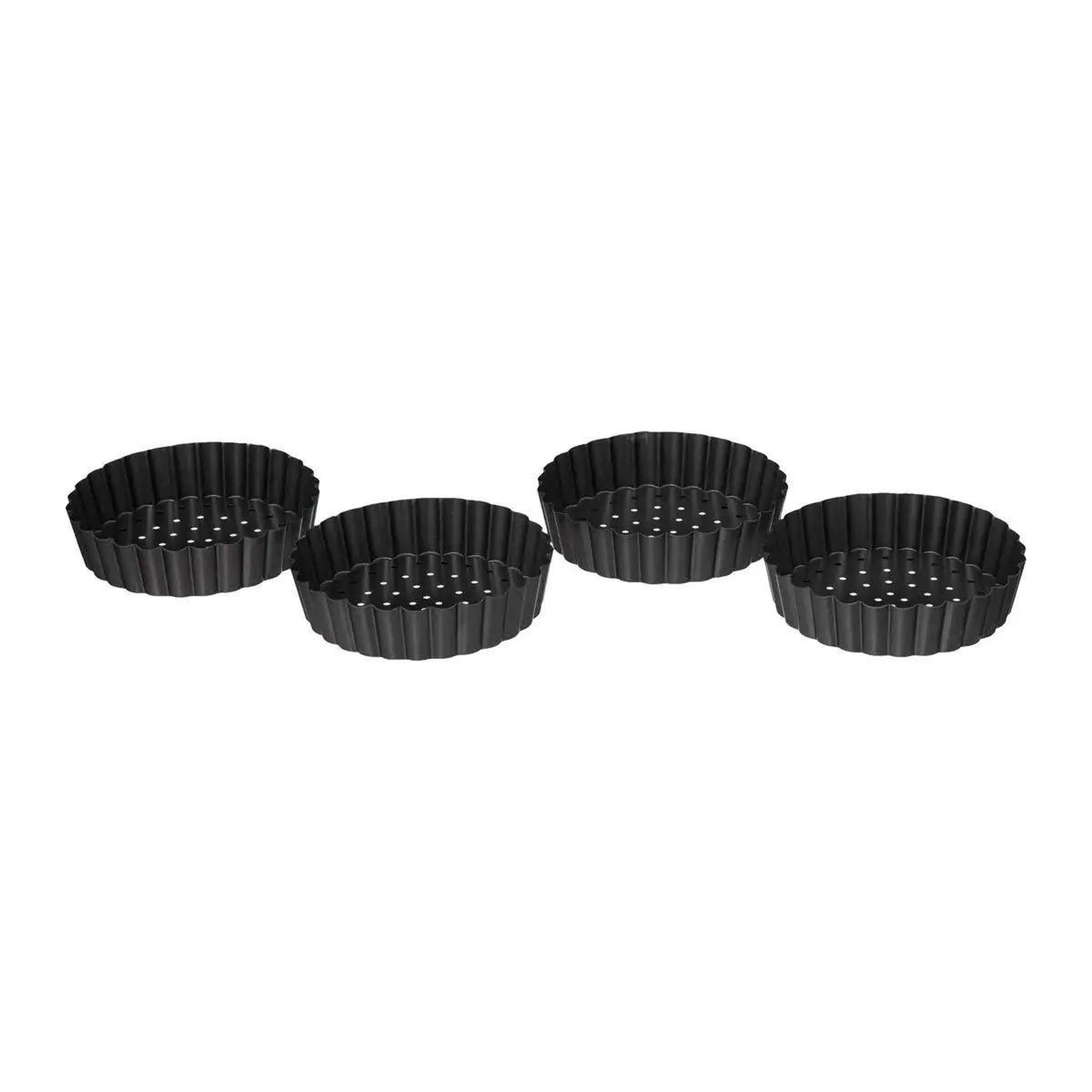 FIVE Lot de 4 moules tartelettes  perforé  10cm gris