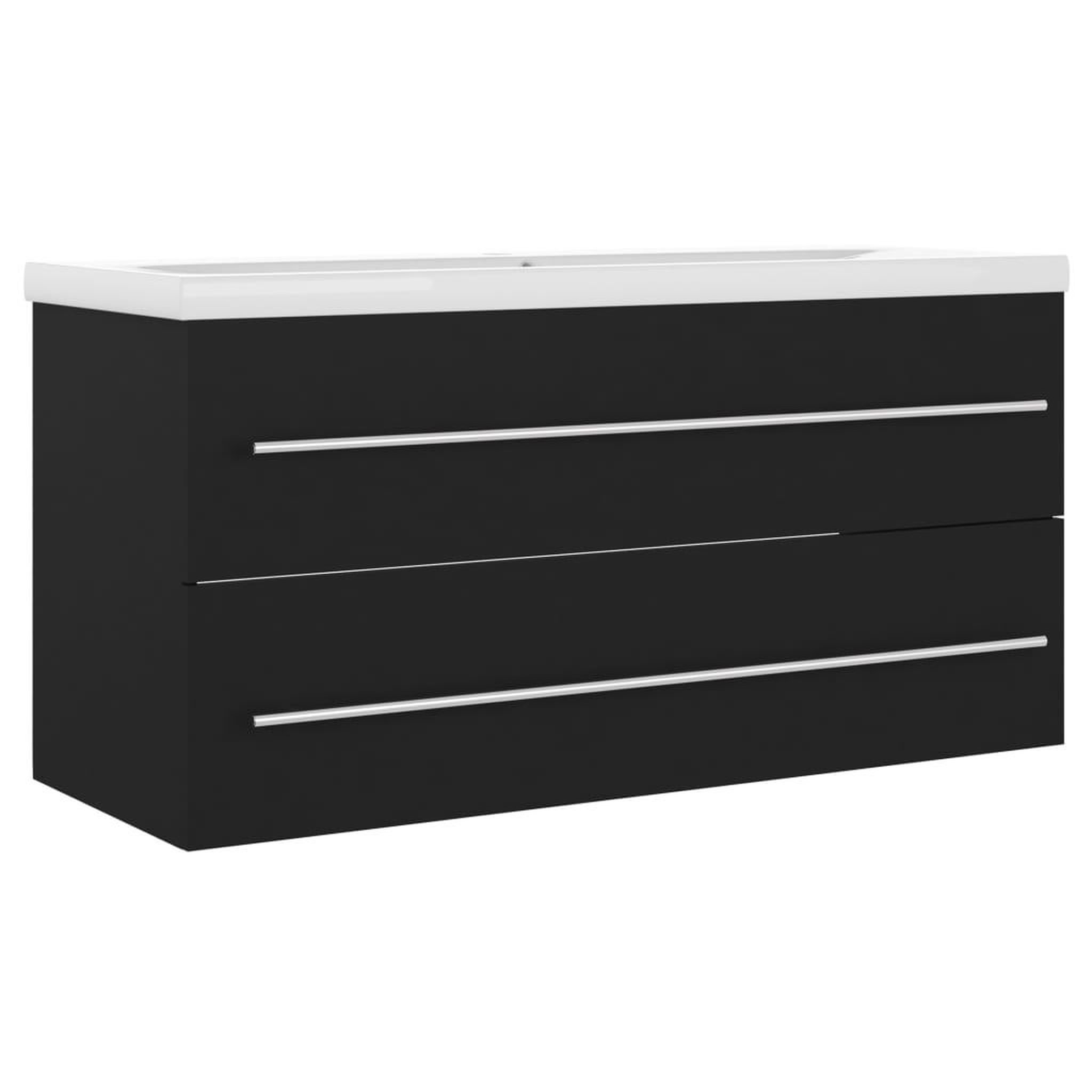Voir la diapositive 2 : VIDAXL Armoire d'evier avec lavabo integre Noir Agglomere