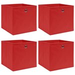 VIDAXL Boîtes de rangement 4 pcs Rouge 32x32x32 cm Tissu