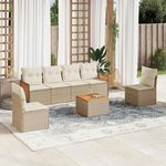 VIDAXL Salon de jardin avec coussins 7 pcs beige resine tressee