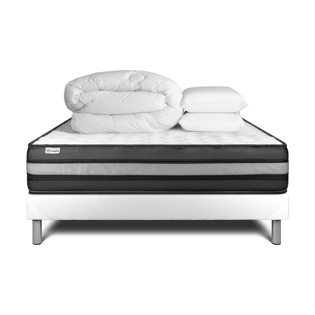 VITALIT Pack prêt à dormir VITALPOWER ZEN 180 x 200 cm sommier Kit blanc