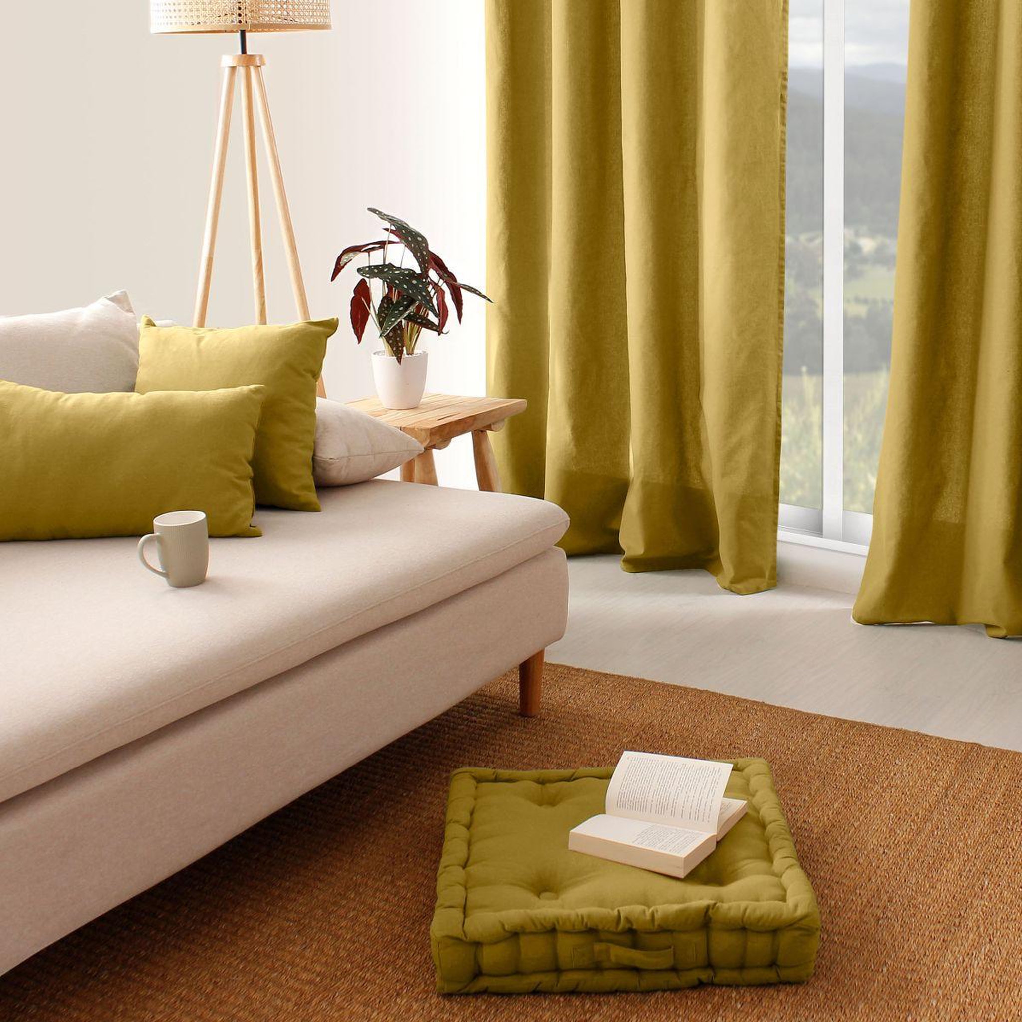 Voir la diapositive 3 : ENJOY HOME Coussin de Sol Uni  Panama  50x50cm Bronze