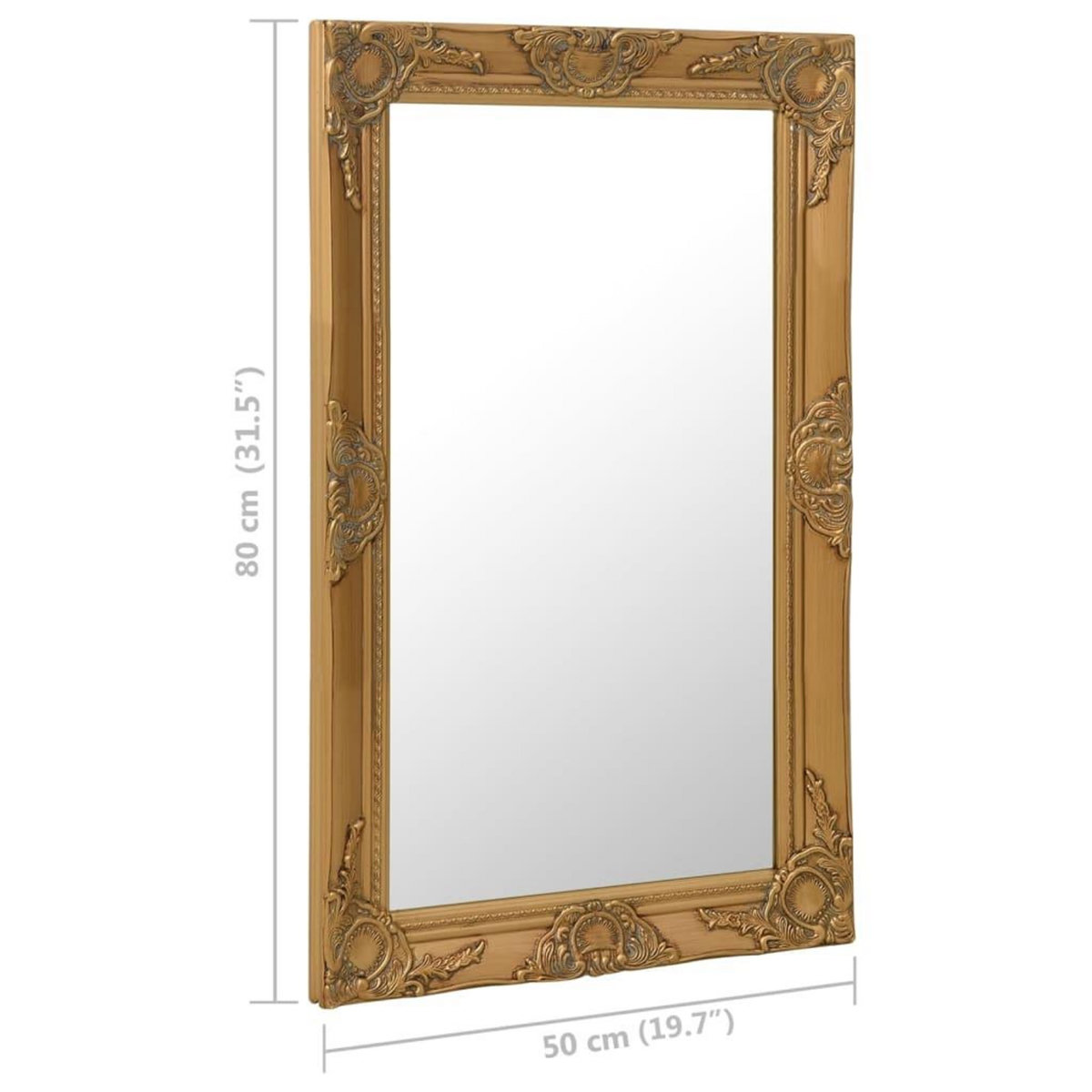 VIDAXL Miroir mural style baroque 50x80 cm Dore
