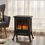 Voir la diapositive 2 : HOMCOM Cheminée électrique poêle style néo-rétro 900-1800W simulation flammes LED 3D plastique verre noir