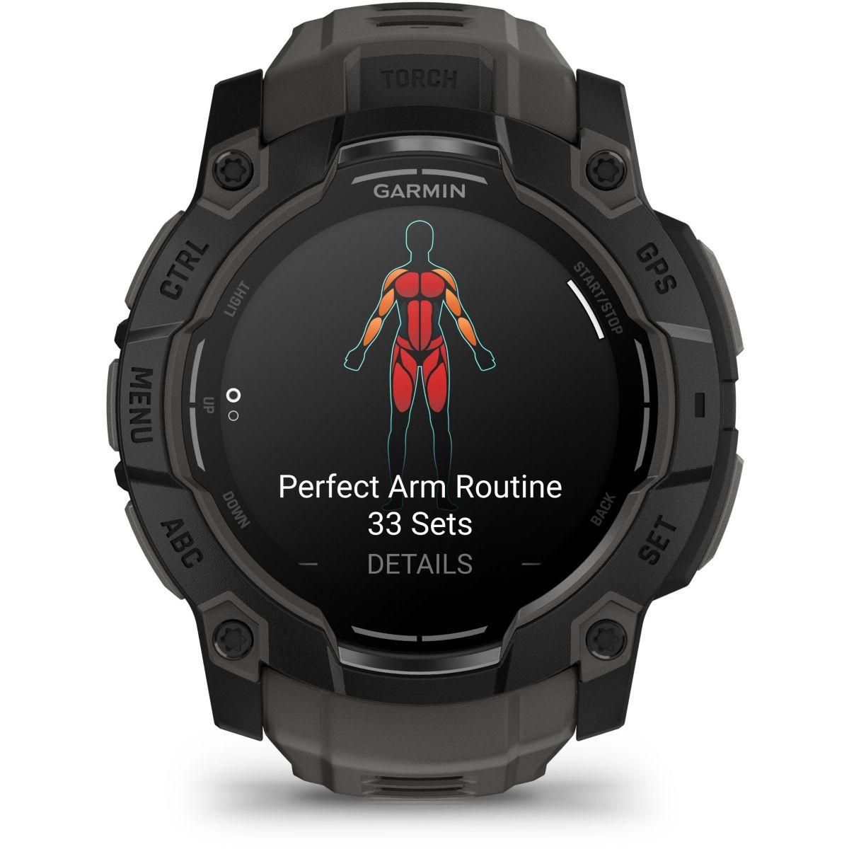 GARMIN Montre sport Instinct3 Amoled 50mm Noir Bracelet gris