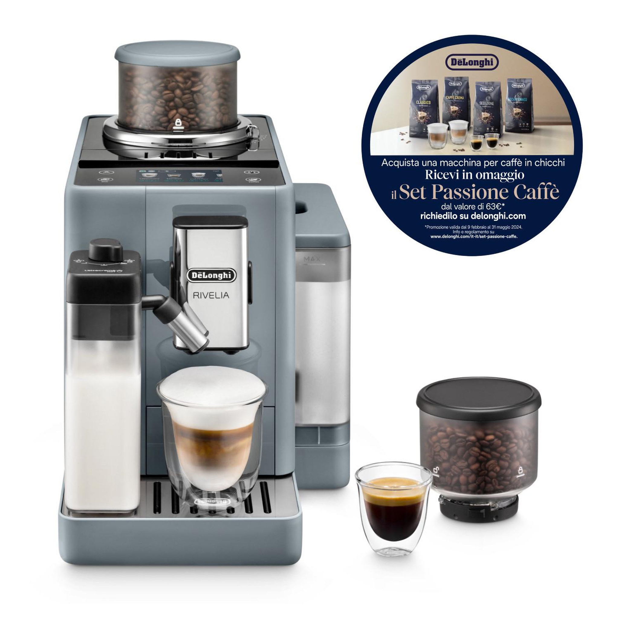 Voir la diapositive 3 : DELONGHI Machine à expresso automatique de longhi rivelia exam440.55.g 1,4 l gris