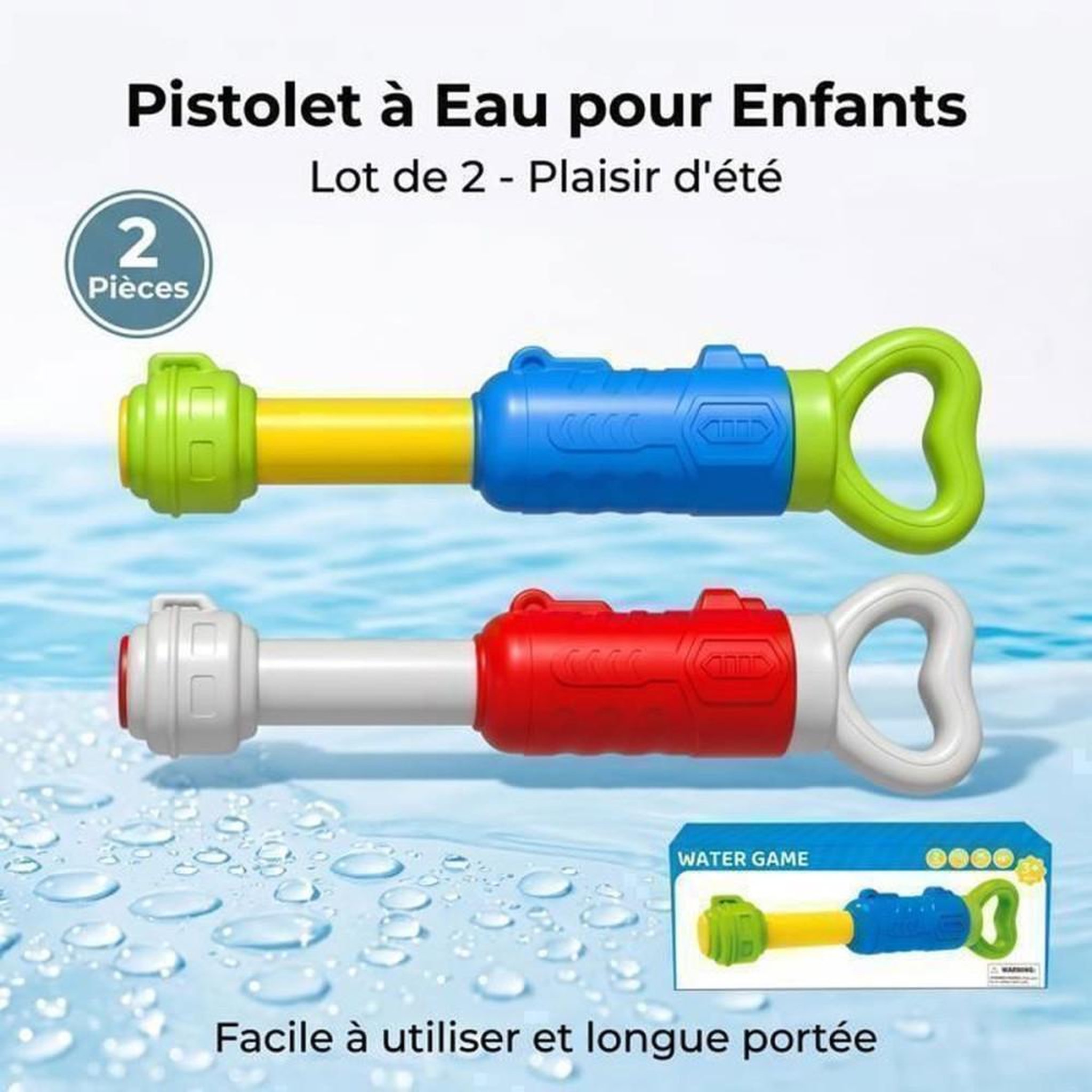 Voir la diapositive 6 : Pistolet à eau manuel lot de 2, ABS, portée 4 à 10 m, gâchette jet continu