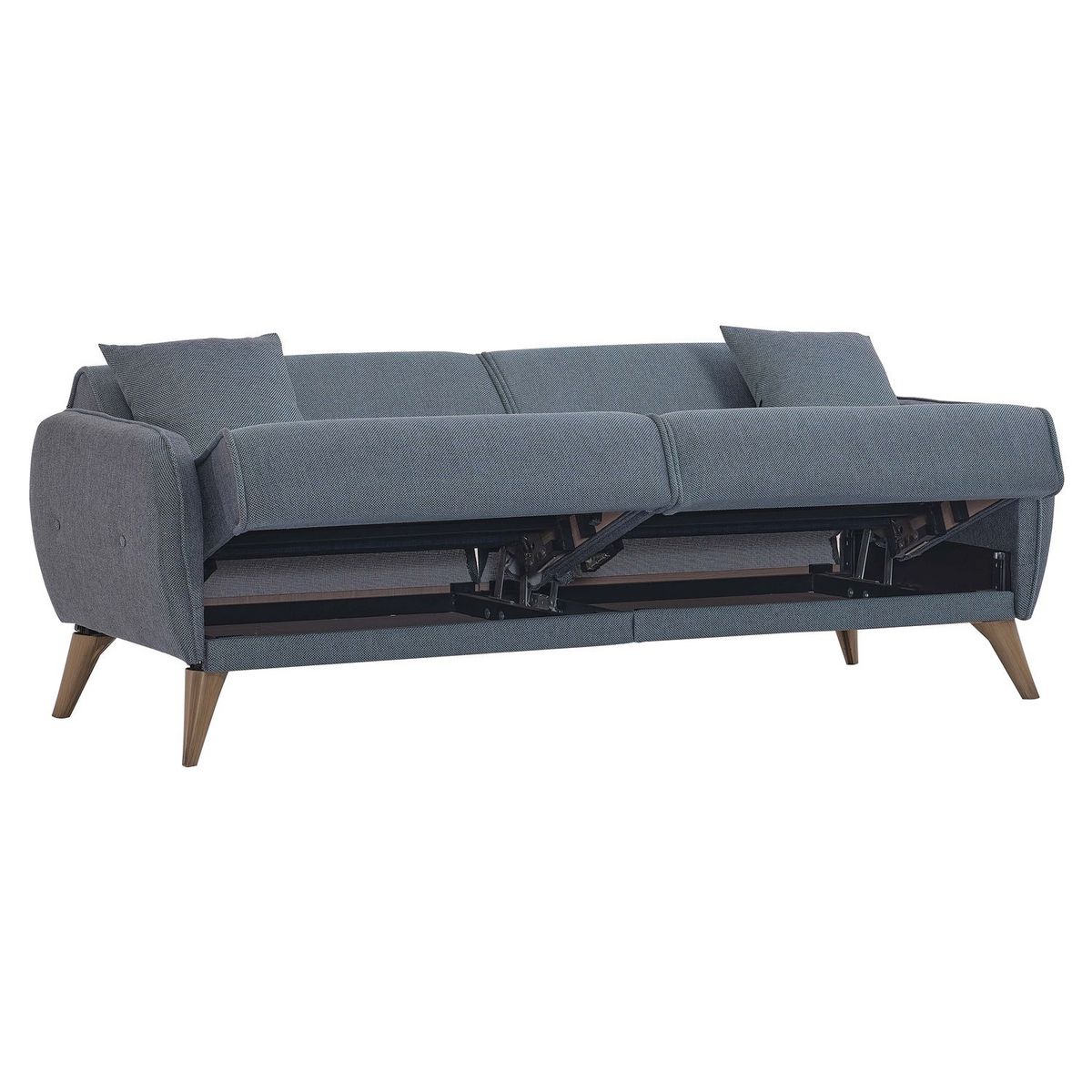 Canapé droit convertible 3 places tissu pieds bois clair BONJO