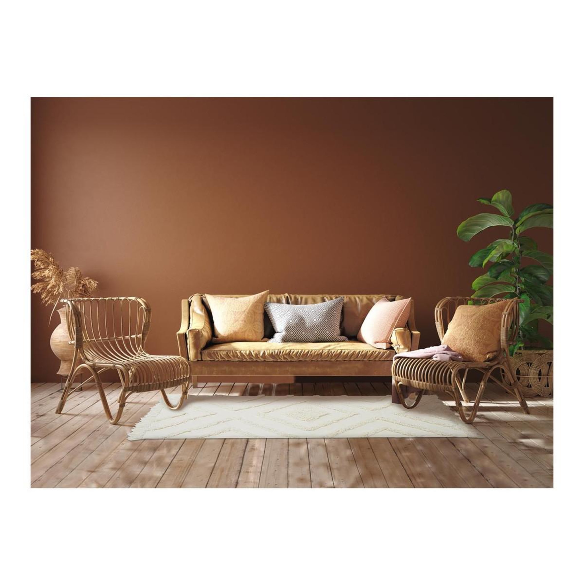 Voir la diapositive 3 : The Home Deco Factory Tapis déco tufté  ethnique  120x170cm écru