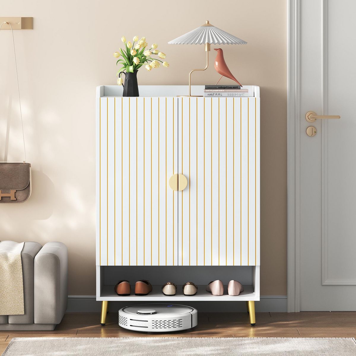 MERAX Meuble à chaussures 12 paires blanc mdf