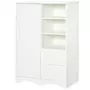 HOMCOM Armoire - meuble multi-rangements - placard porte 5 étagères, 3 niches, 2 tiroirs - panneaux de particules blanc