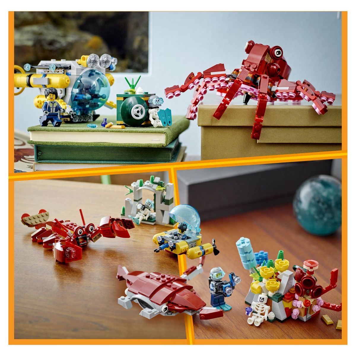 LEGO Creator 3 en 1 31130 La Mission du Trésor Englouti, Jouet d'Exploration Sous-Marine