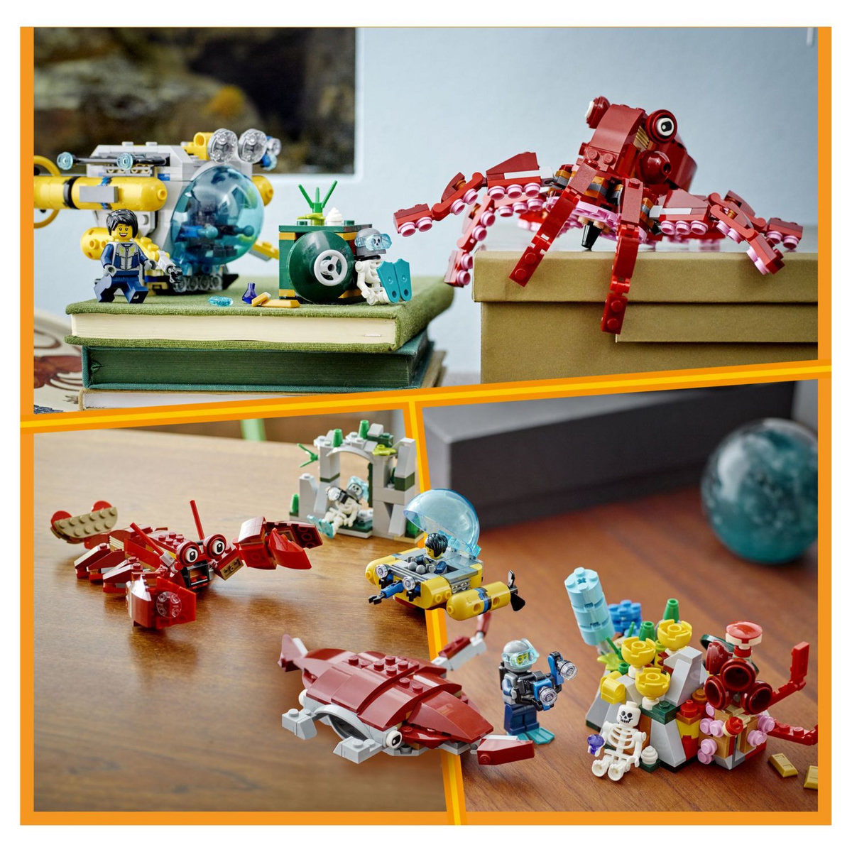 LEGO Creator 3 en 1 31130 La Mission du Trésor Englouti, Jouet d'Exploration Sous-Marine