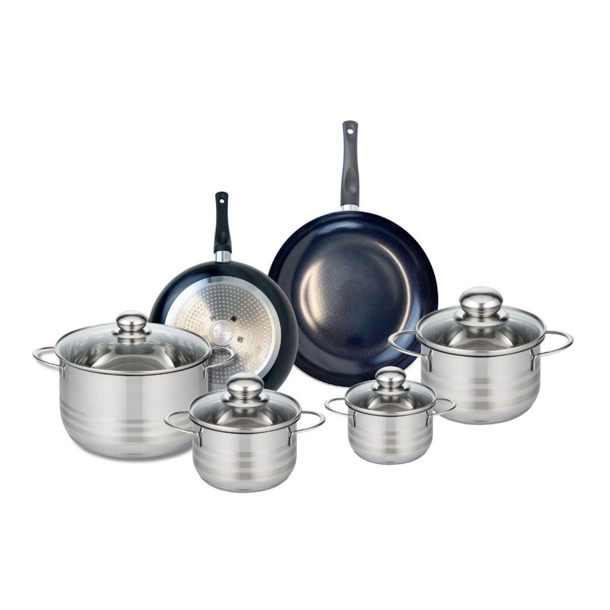 ELO Ensemble de 2 Poêles de cuisson 20 et 24 cm et 4 faitouts 12, 14, 16 et 20 cm Elo Prima Brillant