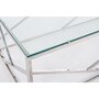HELLIN Table basse rectangulaire design en verre et en métal argent L120 - ROMY
