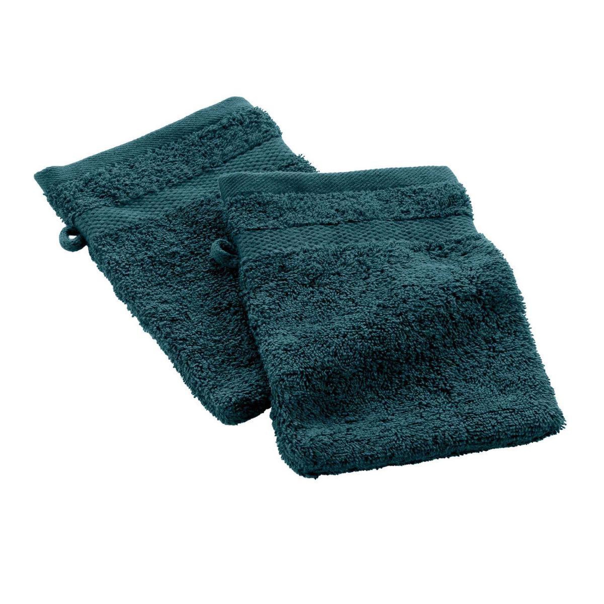 Douceur d'Intérieur Lot de 2 gants de toilette  elegance  15x21cm bleu