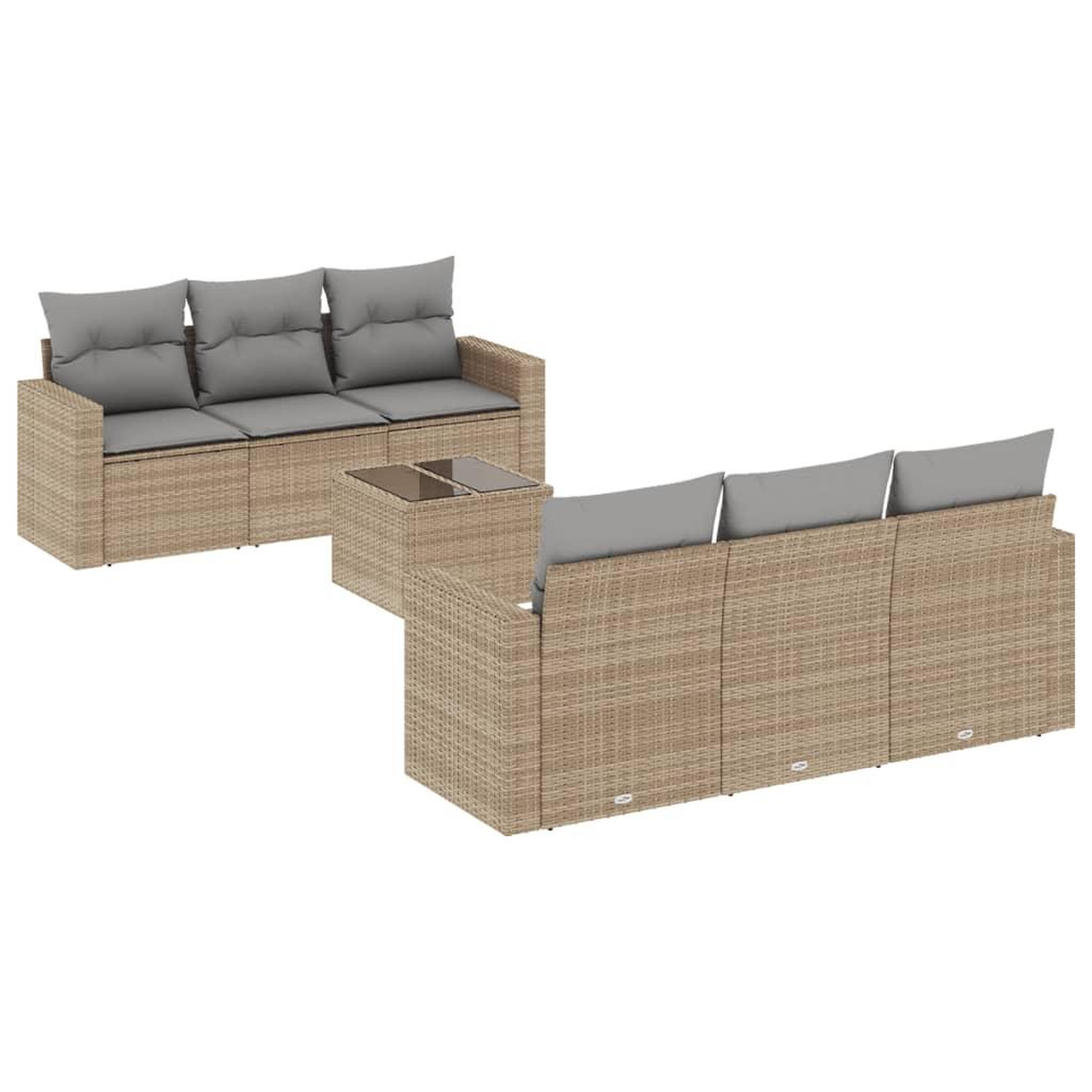Voir la diapositive 2 : VIDAXL Salon de jardin avec coussins 7 pcs beige resine tressee