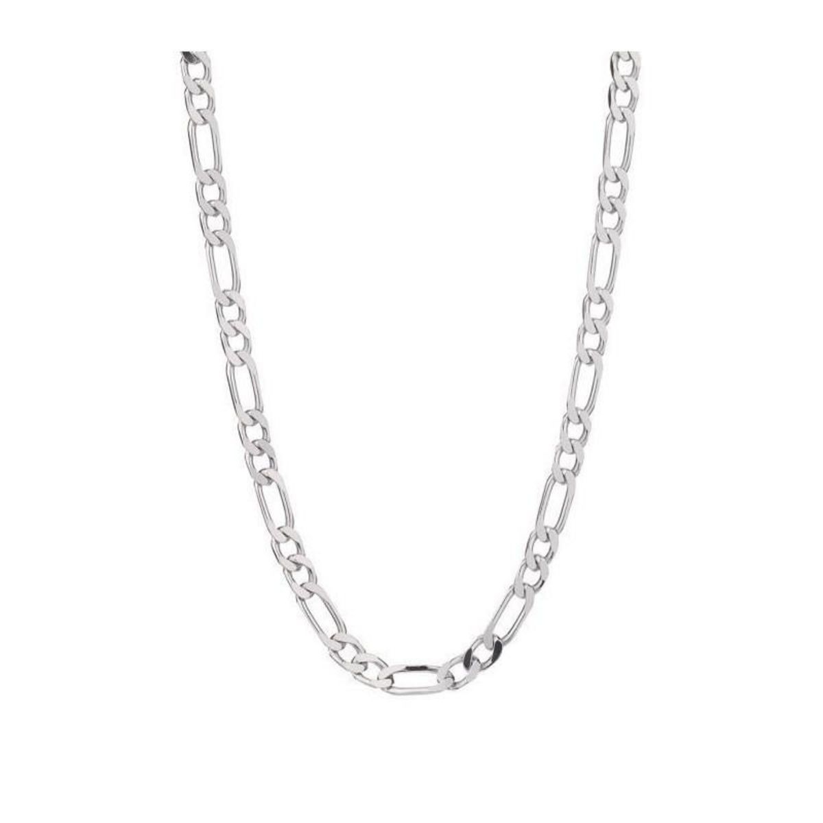 L'ATELIER D'AZUR Collier / Chaîne Homme Argent 925 - Maille Figaro Alternée 1+2 - 50cm