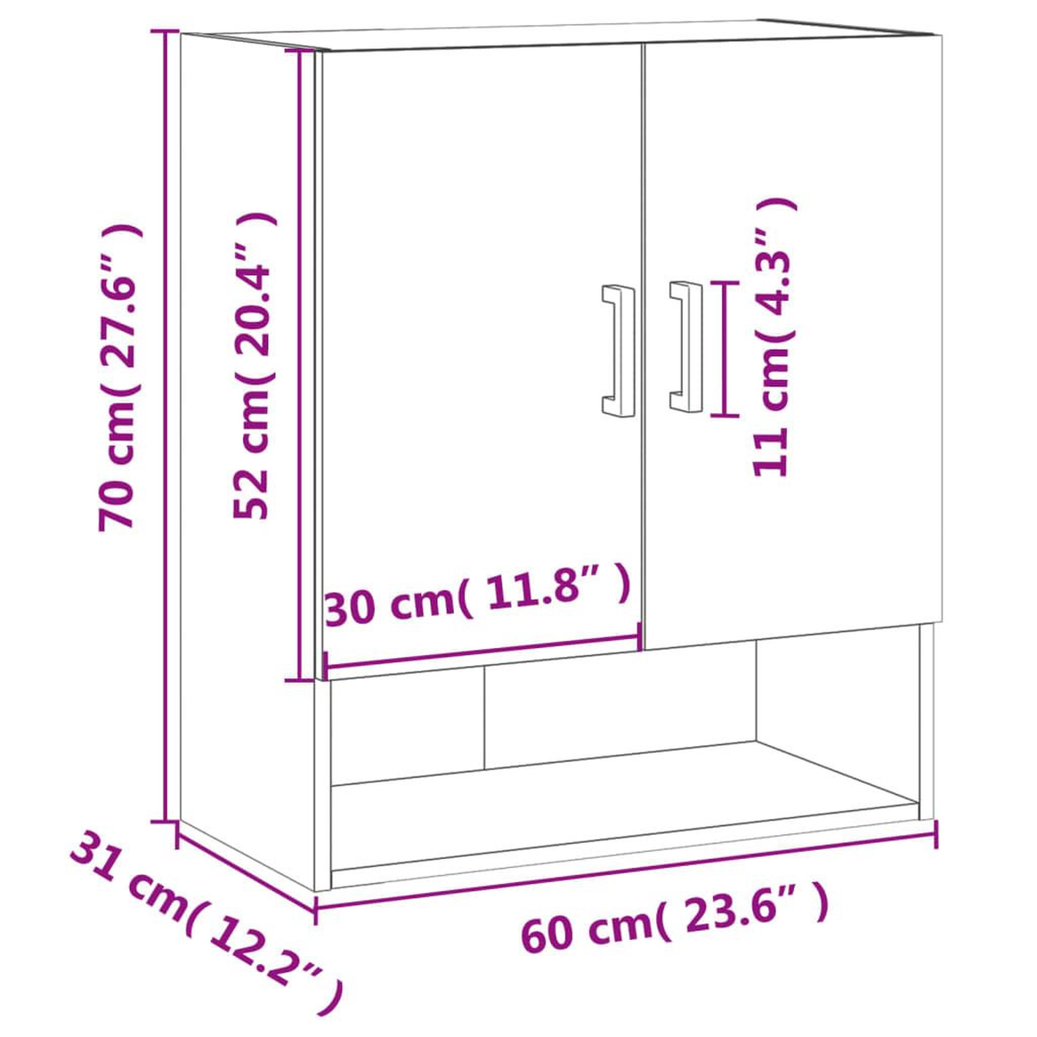 Voir la diapositive 6 : VIDAXL Armoire murale sonoma gris 60x31x70 cm bois d'ingenierie