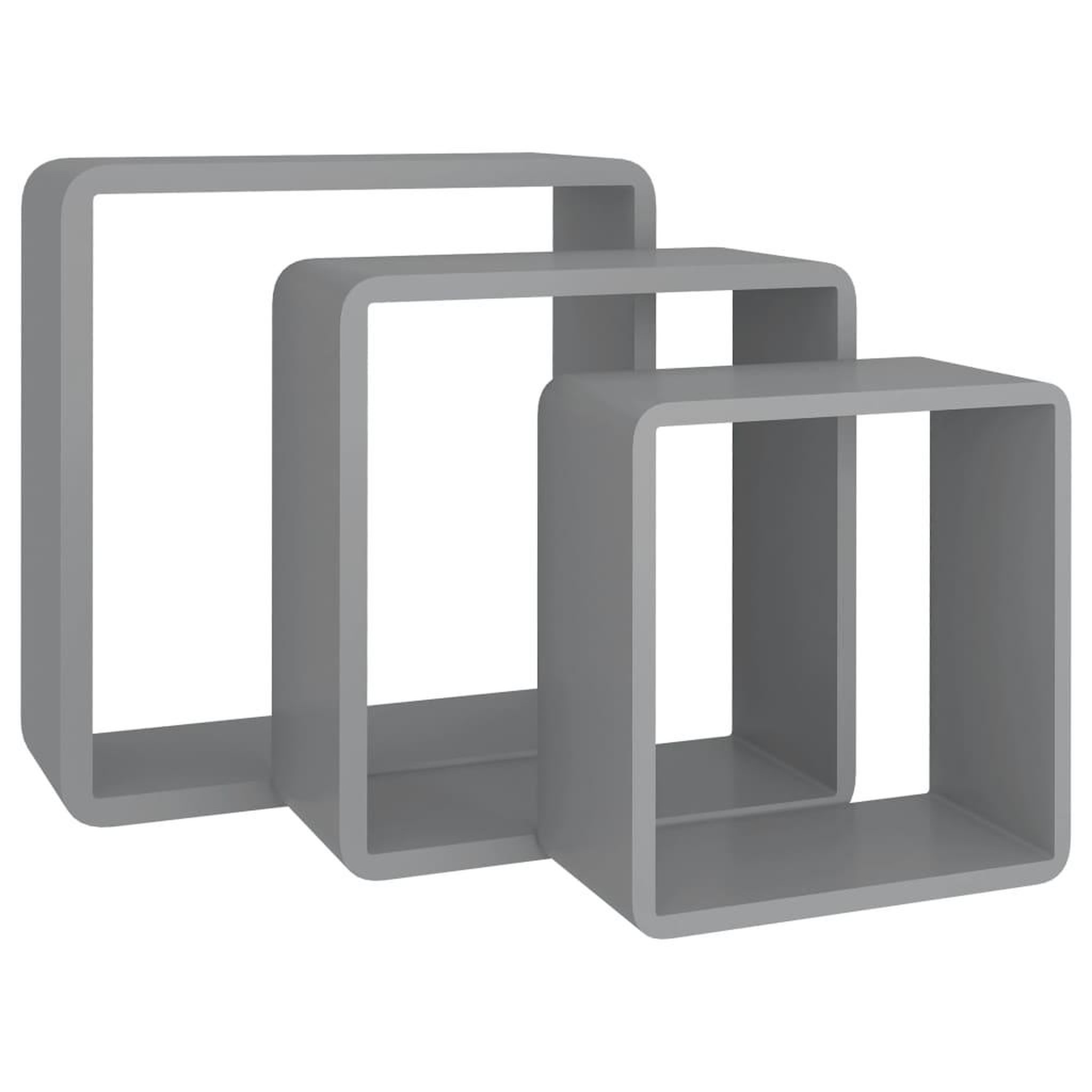 Voir la diapositive 4 : VIDAXL Etageres murales sous forme de cube 3 pcs Gris MDF