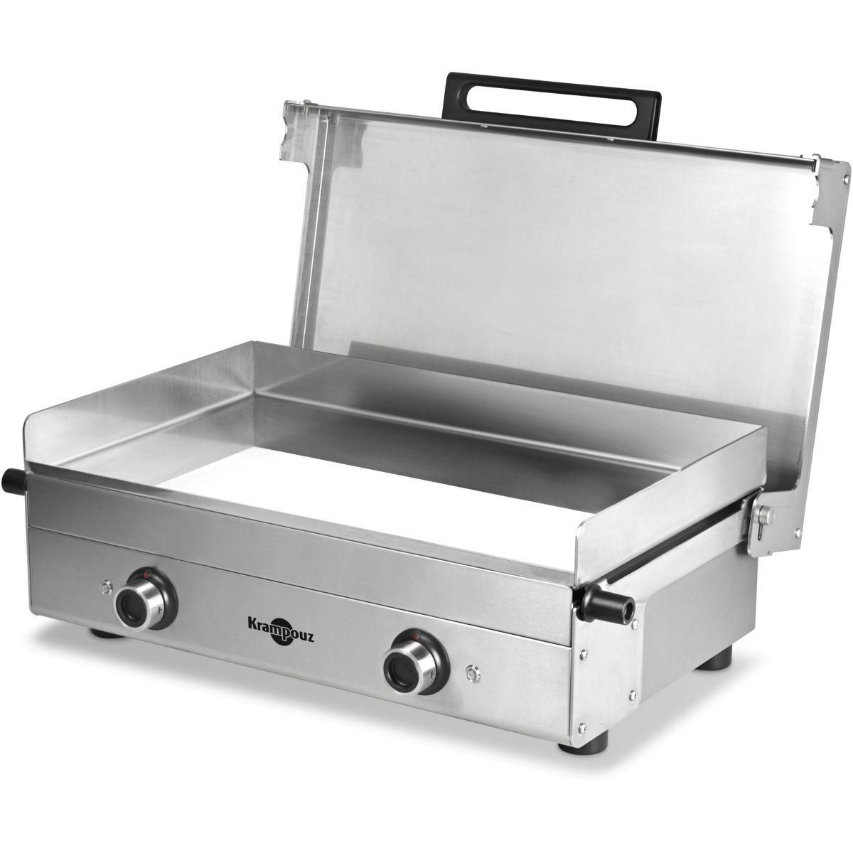 KRAMPOUZ Plancha électrique Club inox 2 brûleurs à poser, 65.5x39.5 cm