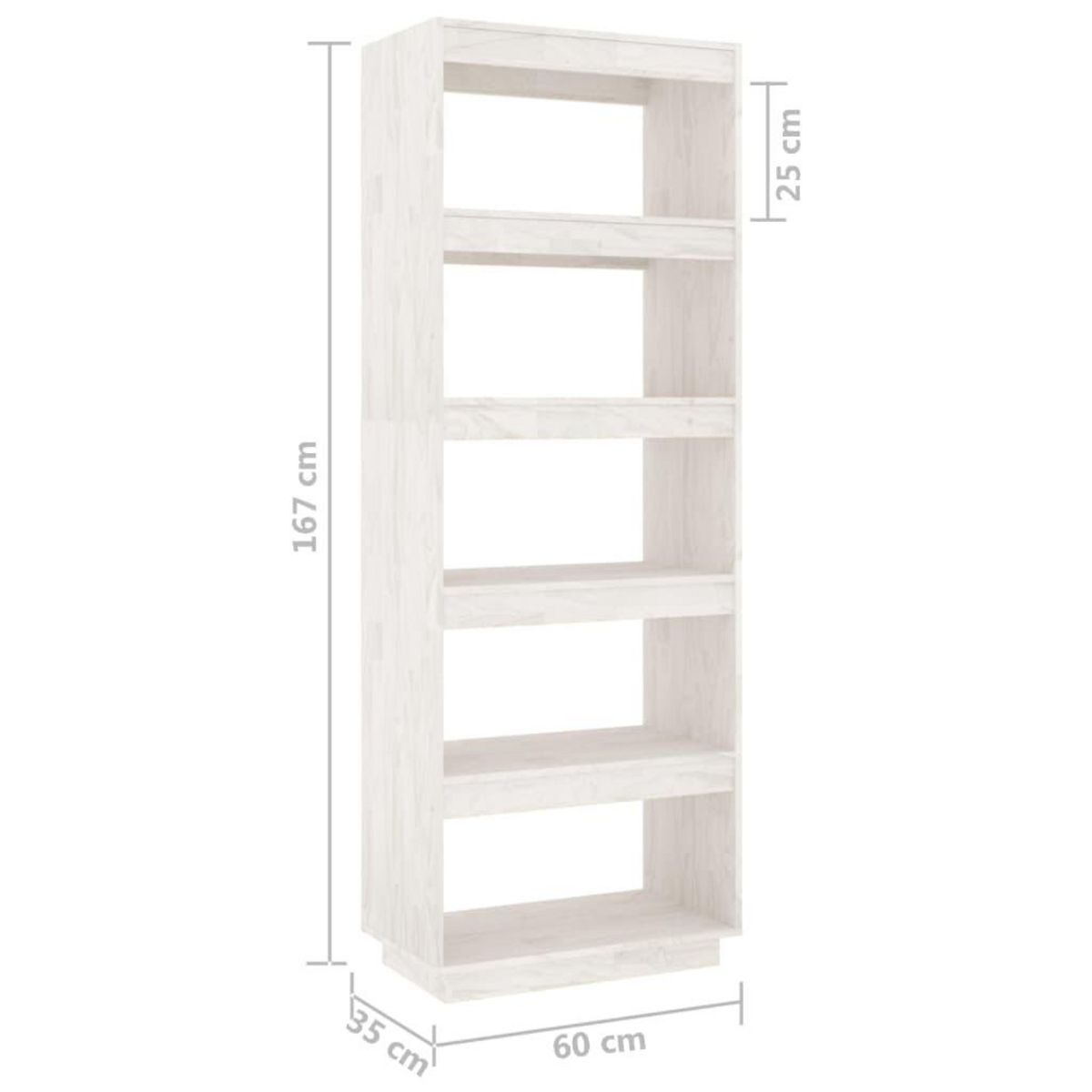 VIDAXL Bibliotheque/Separateur de piece Blanc 60x35x167 cm Pin massif