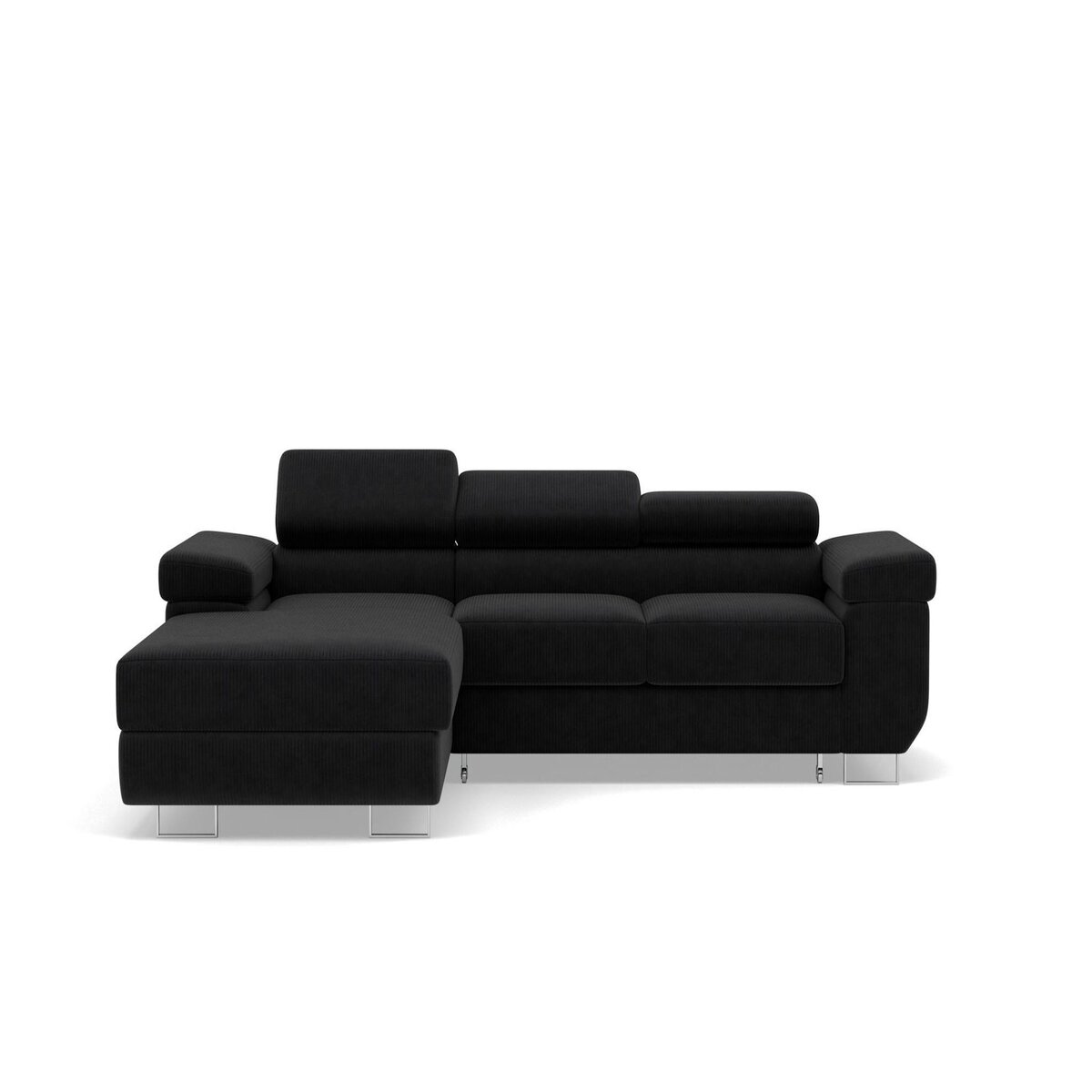 BEST MOBILIER Pablo - canapé d'angle gauche - 6 places - convertible avec coffre et têtières réglables - en velours côtelé