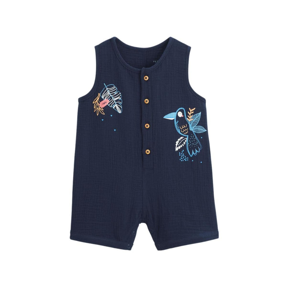 Petit Béguin Combishort bébé en gaze de coton Mexico