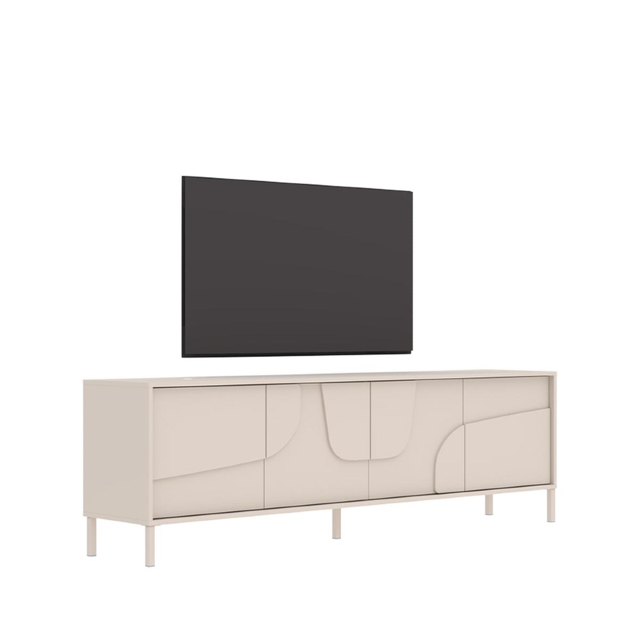 JLC KREATION Meuble tv moderne beige 4 portes 205cm eros
