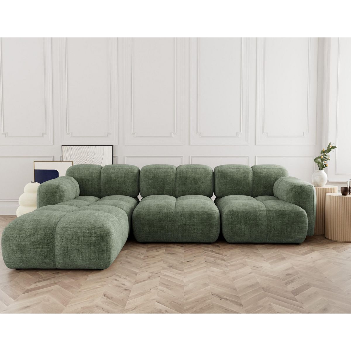 LISA DESIGN Grace - canapé modulable d'angle réversible 4 places en velours texturé