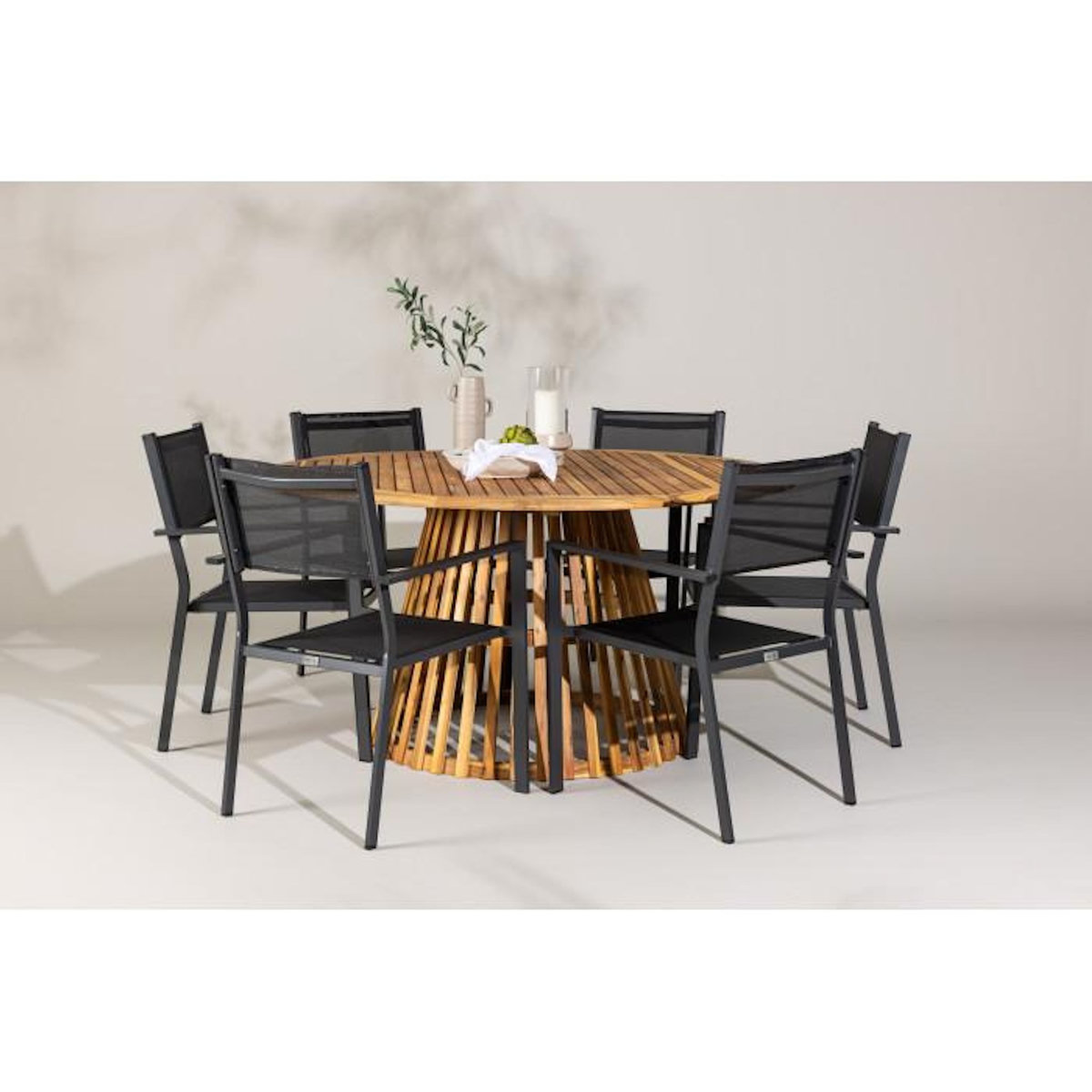 Paris Prix Ensemble Table de Jardin & 6 Chaises  Tucuman & Copacabana  150cm Naturel & Noir