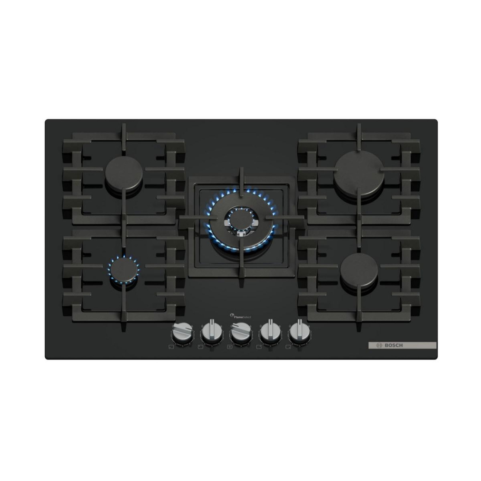 BOSCH Table de cuisson gaz 75cm 5 feux 11500w noir - PPQ7A6I40