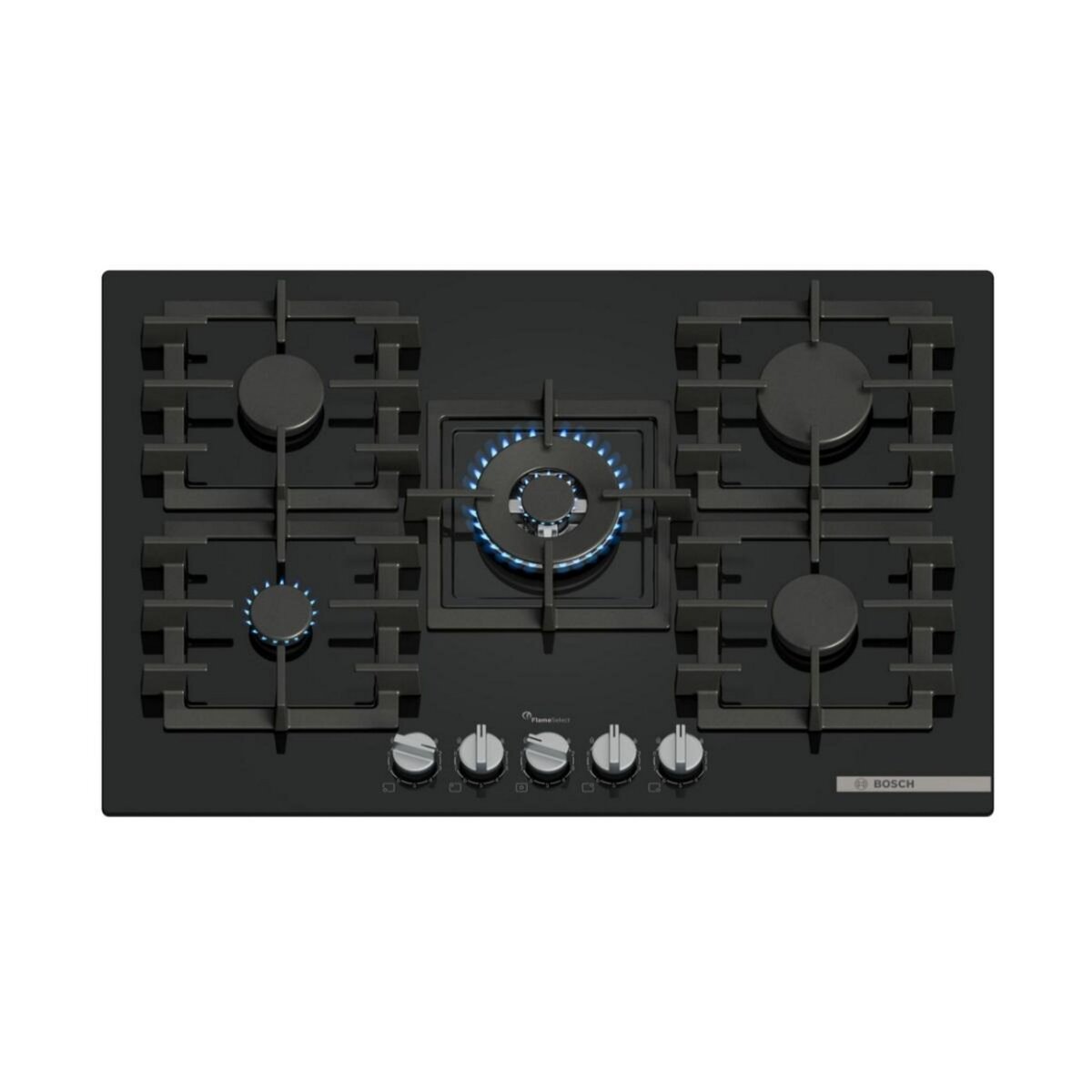 BOSCH Table de cuisson gaz 75cm 5 feux 11500w noir - PPQ7A6I40