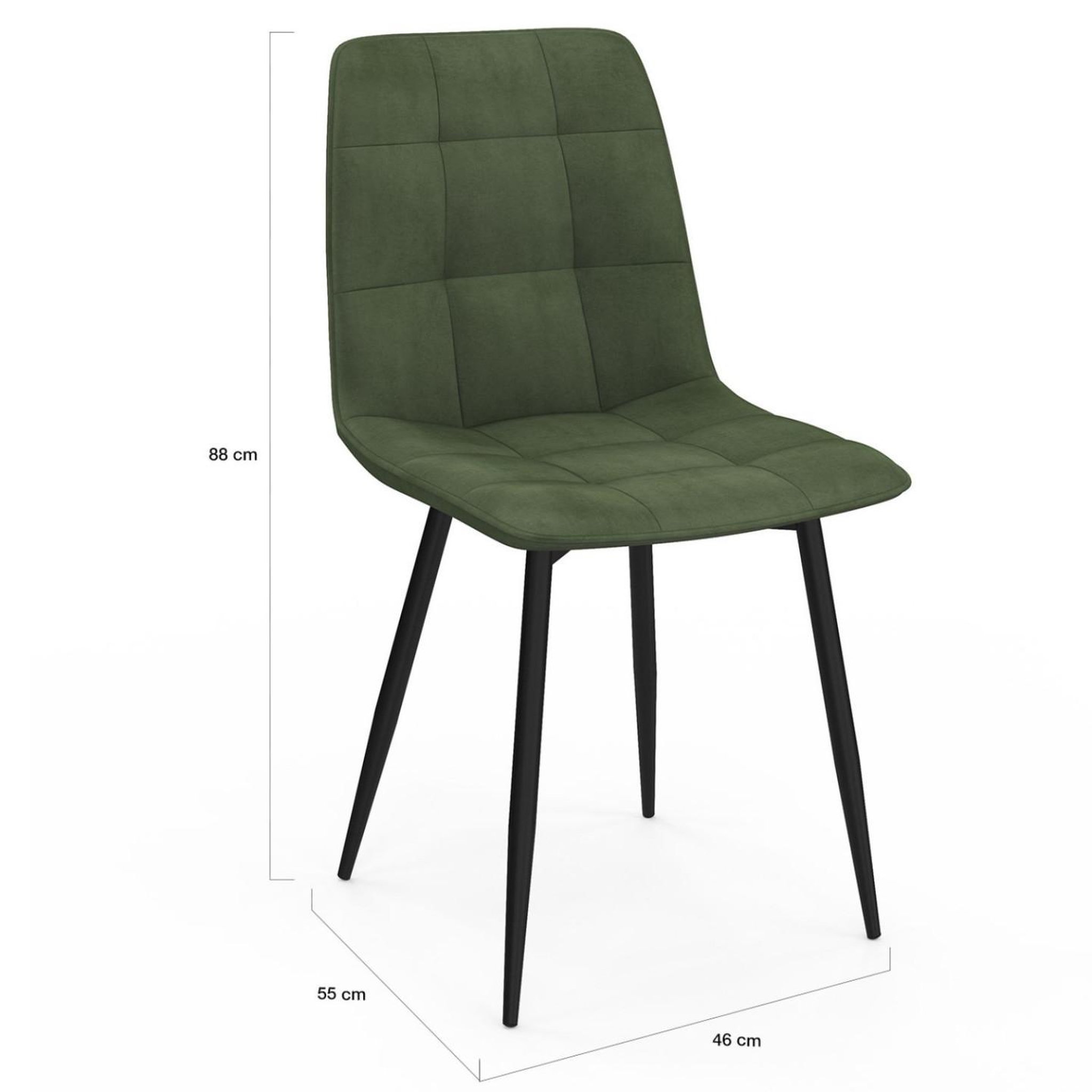 Voir la diapositive 5 : ID MARKET Lot de 6 chaises mila en velours vert kaki pour salle à manger