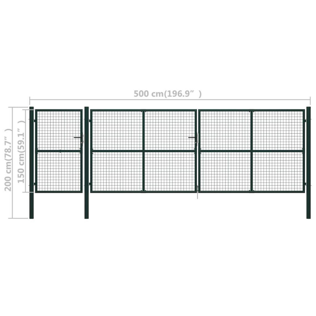 VIDAXL Portail de jardin Acier 500 x 150 cm Vert