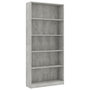 Voir la diapositive 2 : VIDAXL Bibliotheque a 5 niveaux Gris beton 80x24x175cm Bois ingenierie